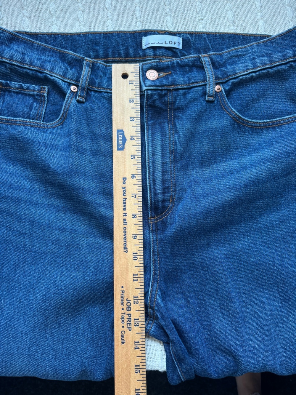 Talbots Loft Wide Leg Cropped Jeans Cuffed Hem High Rise Size 12 Cotton Relaxed - Picture 8 of 13